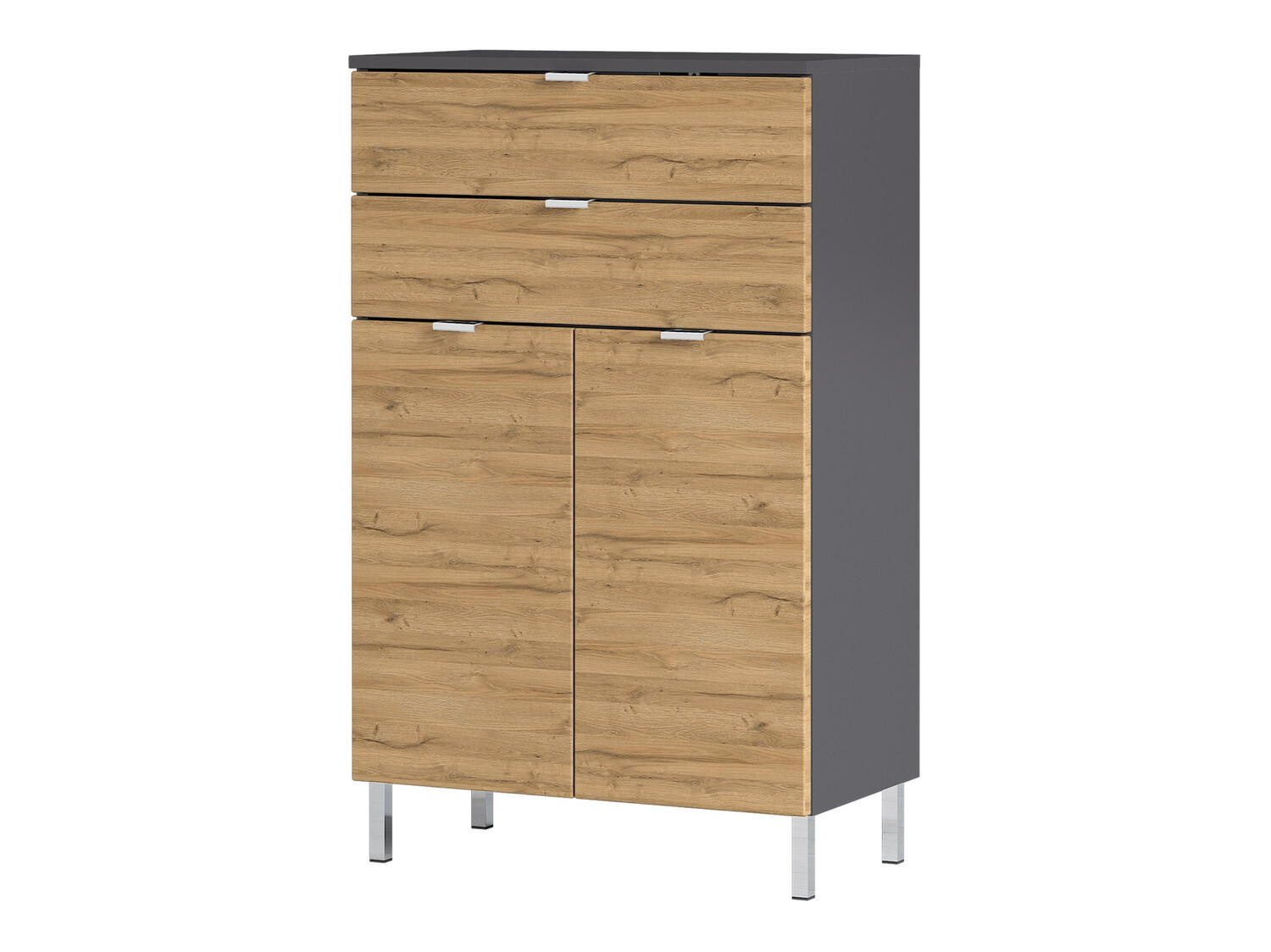 Armario de baño de pie Lomcamo 102 (Roble nieto + Grafito)