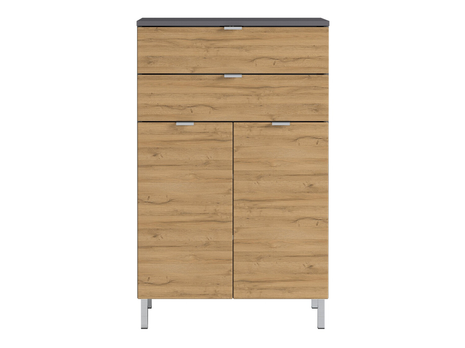 Armario de baño de pie Lomcamo 102 (Roble nieto + Grafito)