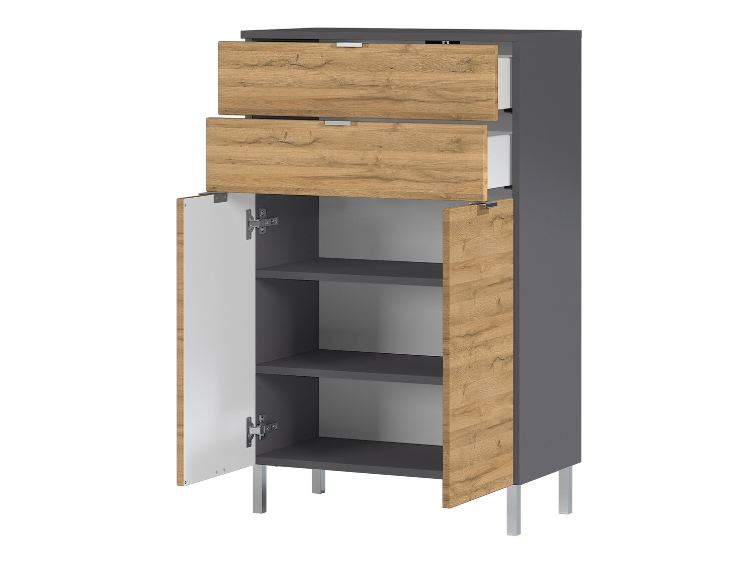 Armario de baño de pie Lomcamo 102 (Roble nieto + Grafito)