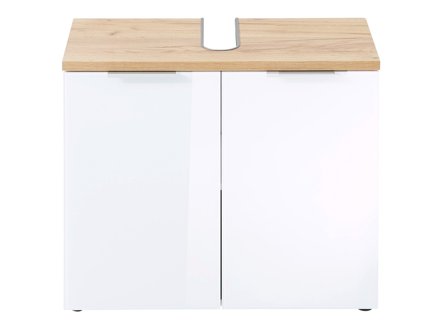 Armario de baño de pie para lavabo Levciro 102 (Blanco brillante + Navarra roble)