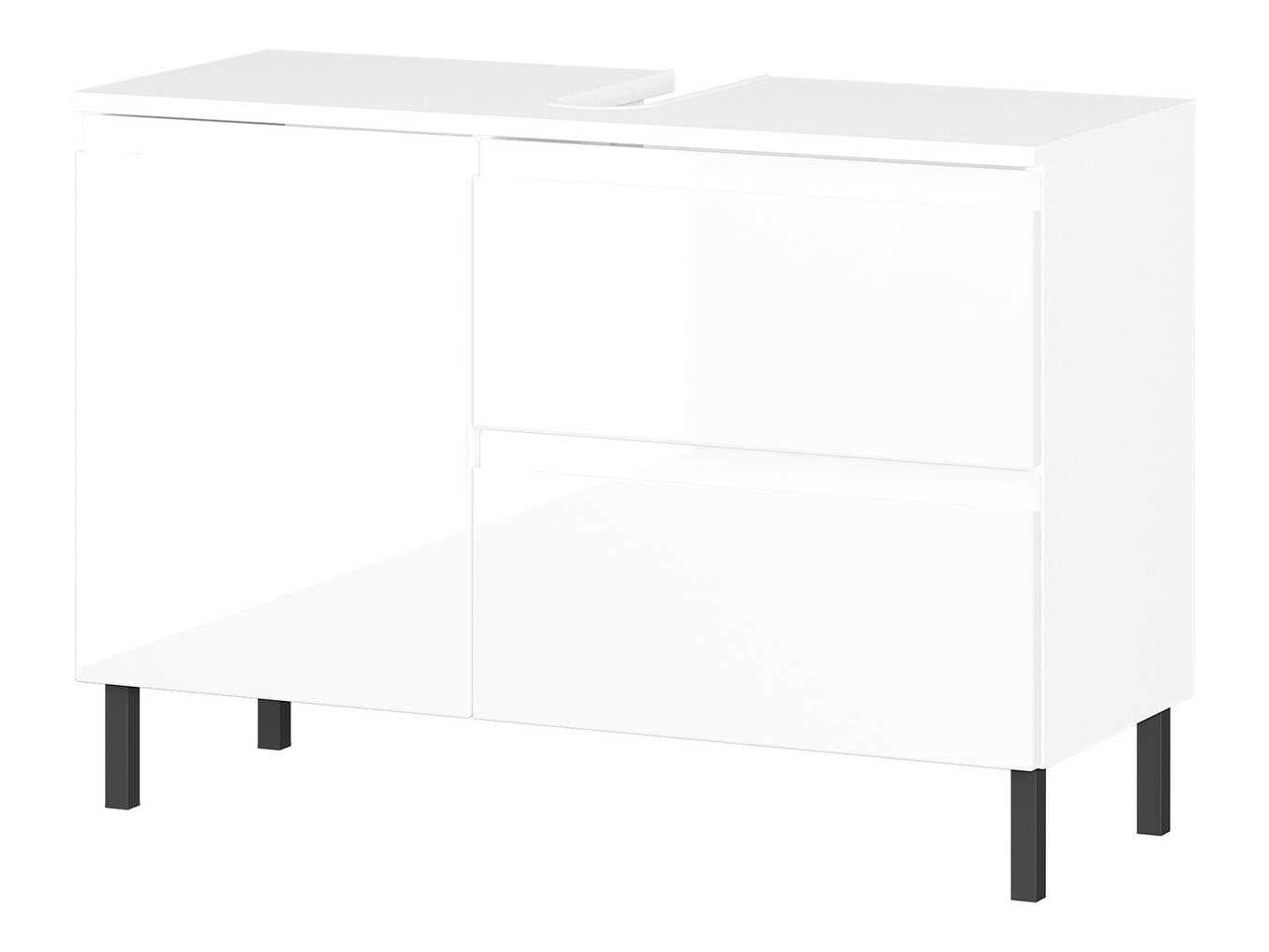 Armario de baño de pie para lavabo Talmira 102 (Blanco brillante + Blanco)