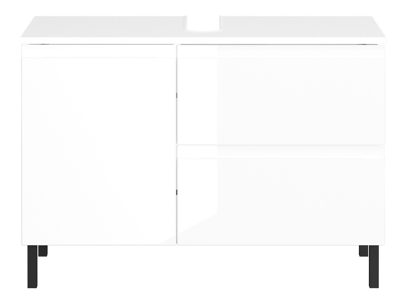 Armario de baño de pie para lavabo Talmira 102 (Blanco brillante + Blanco)