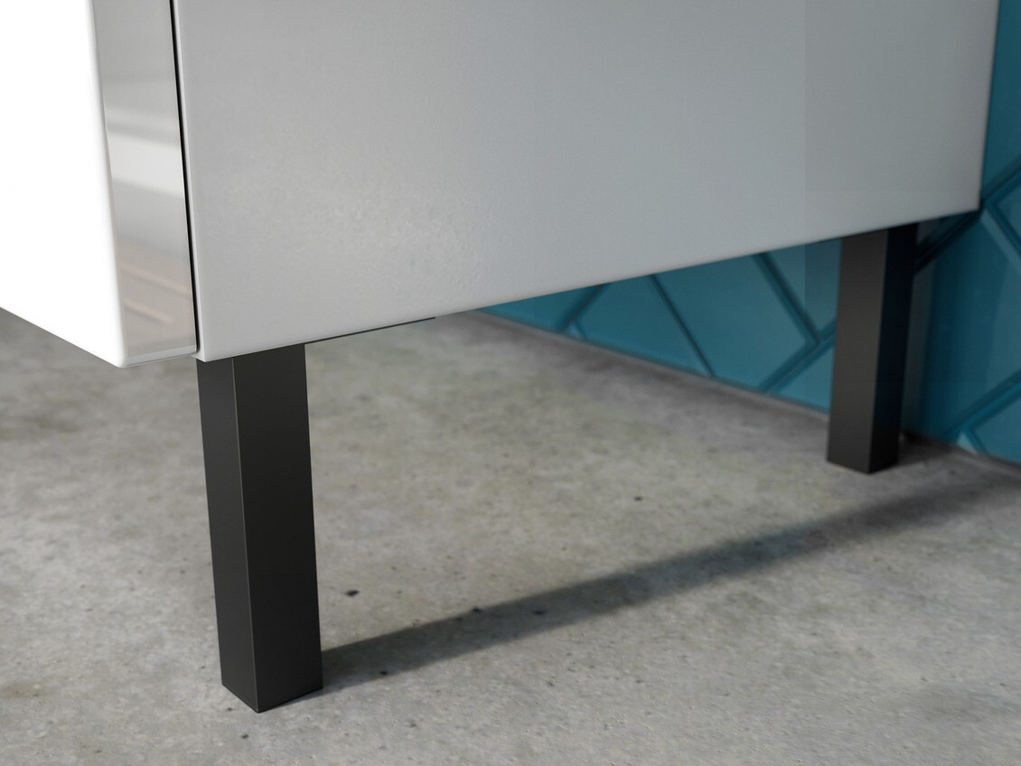 Armario de baño de pie para lavabo Talmira 102 (Blanco brillante + Blanco)