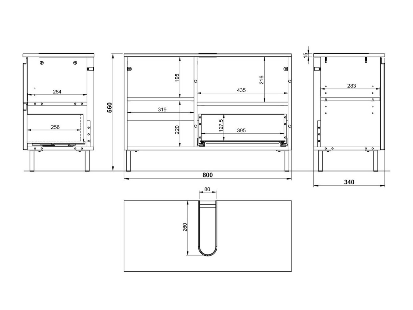 Armario de baño de pie para lavabo Talmira 102 (Blanco brillante + Blanco)