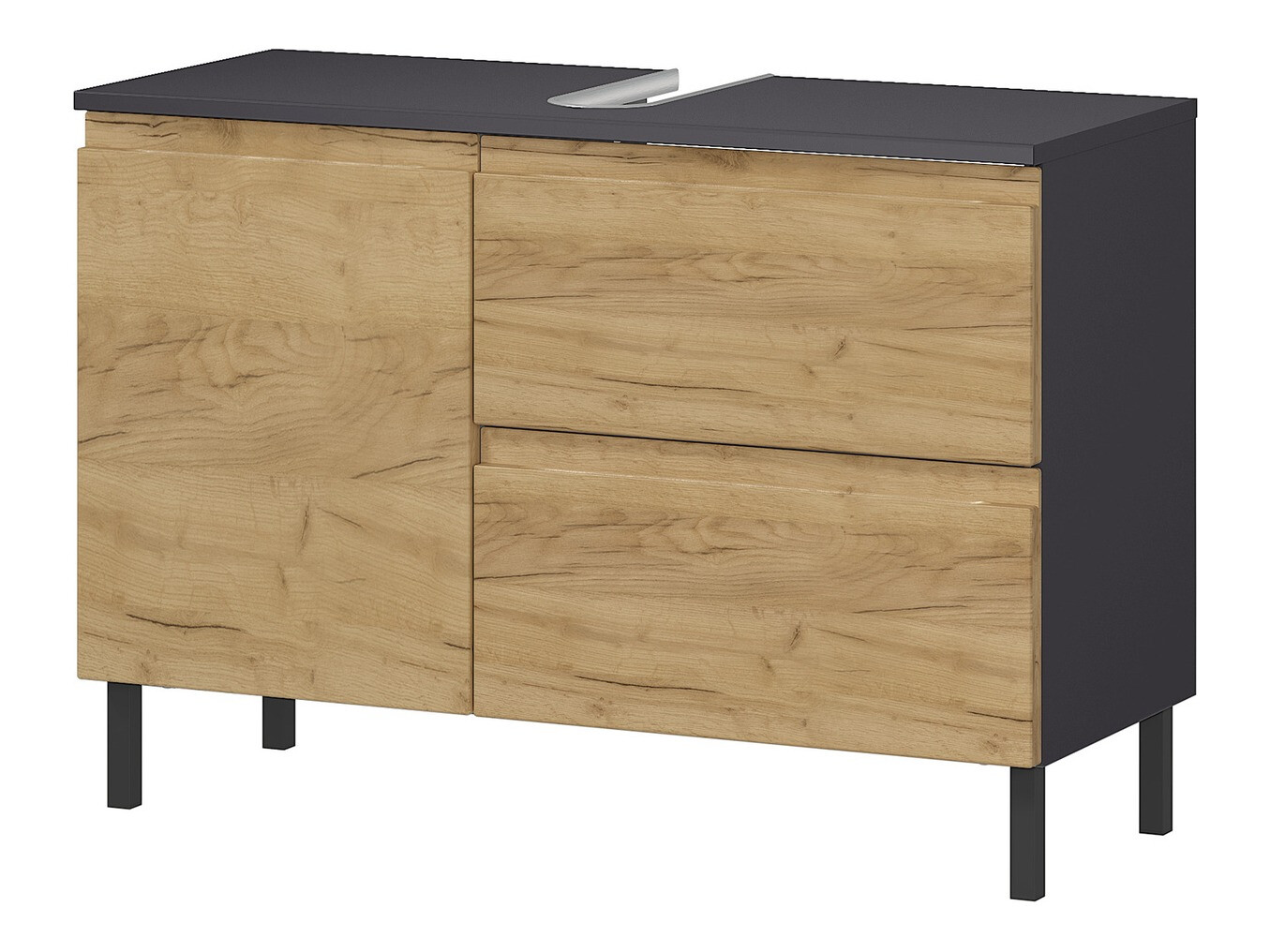 Armario de baño de pie para lavabo Talmira 102 (Grafito + Roble nieto)