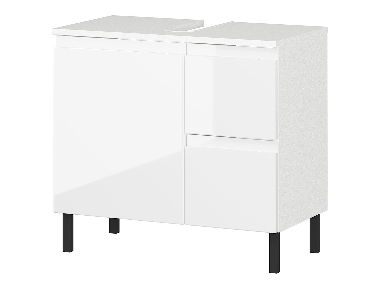 Armario de baño de pie para lavabo Talmira 103 (Blanco + Blanco brillante)