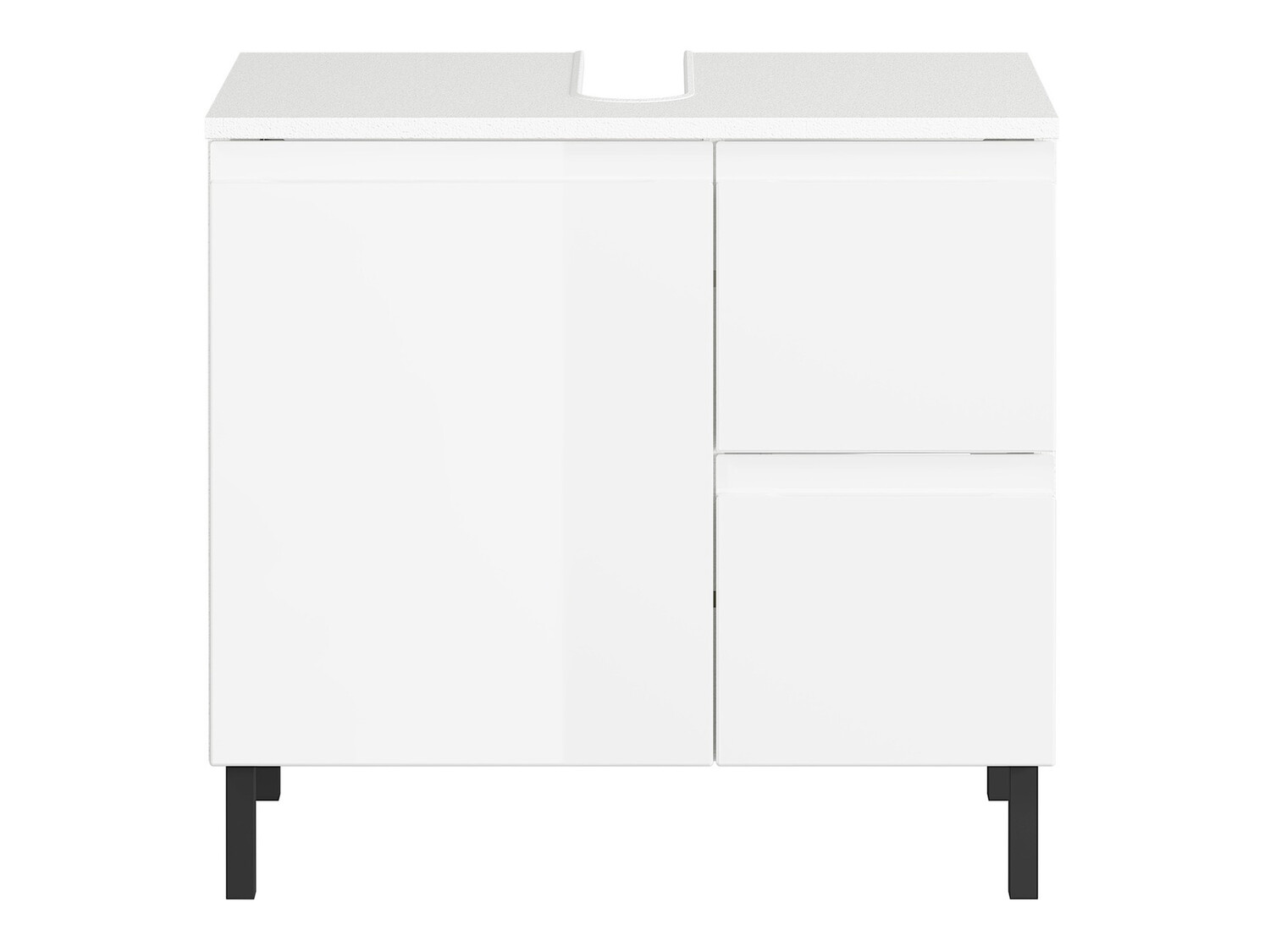 Armario de baño de pie para lavabo Talmira 103 (Blanco + Blanco brillante)