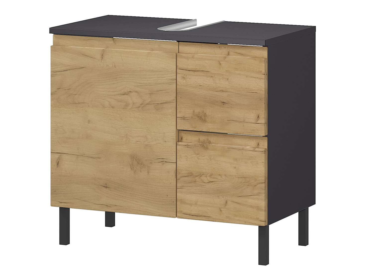 Armario de baño de pie para lavabo Talmira 103 (Grafito + Roble nieto)