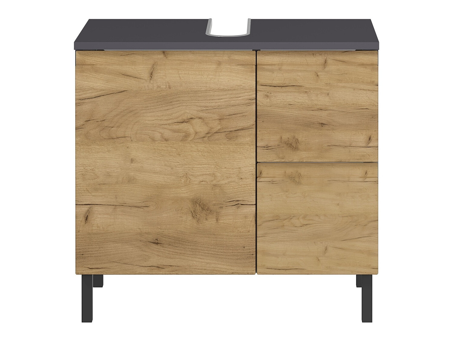 Armario de baño de pie para lavabo Talmira 103 (Grafito + Roble nieto)