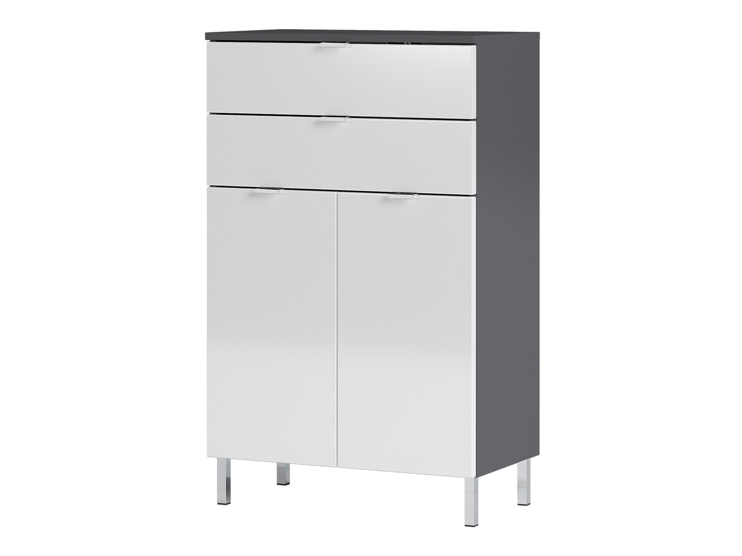 Armario de pie para baño Lomcamo 102 (Blanco brillante + Grafito)
