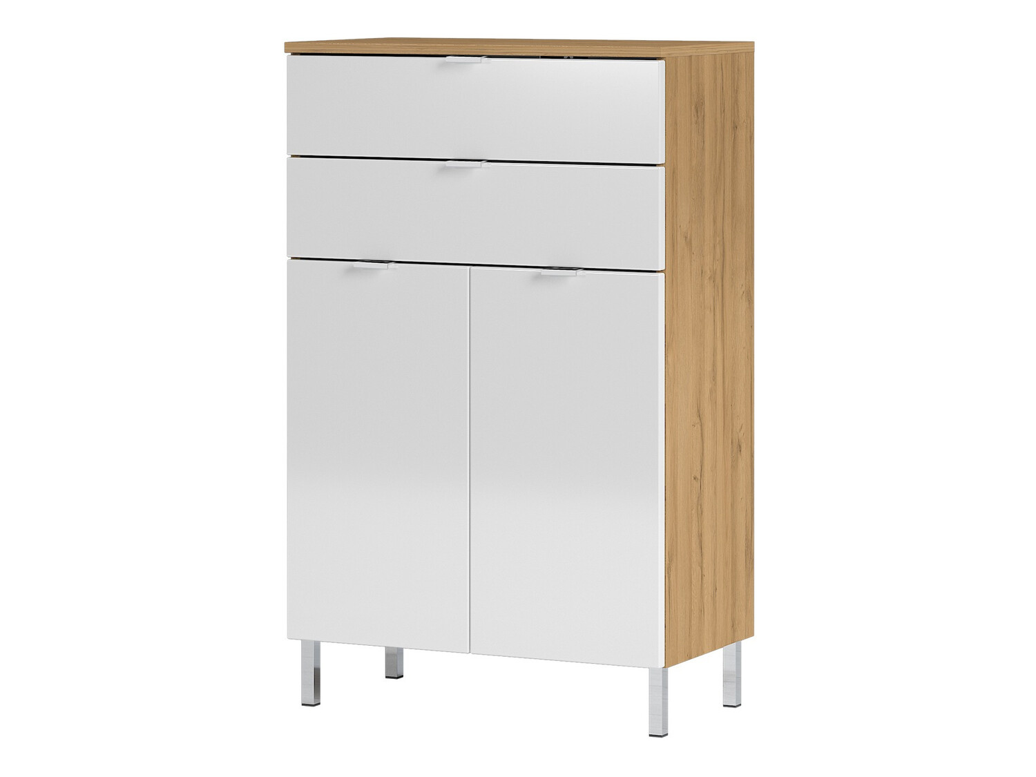 Armario de pie para baño Lomcamo 102 (Blanco brillante + Roble nieto)