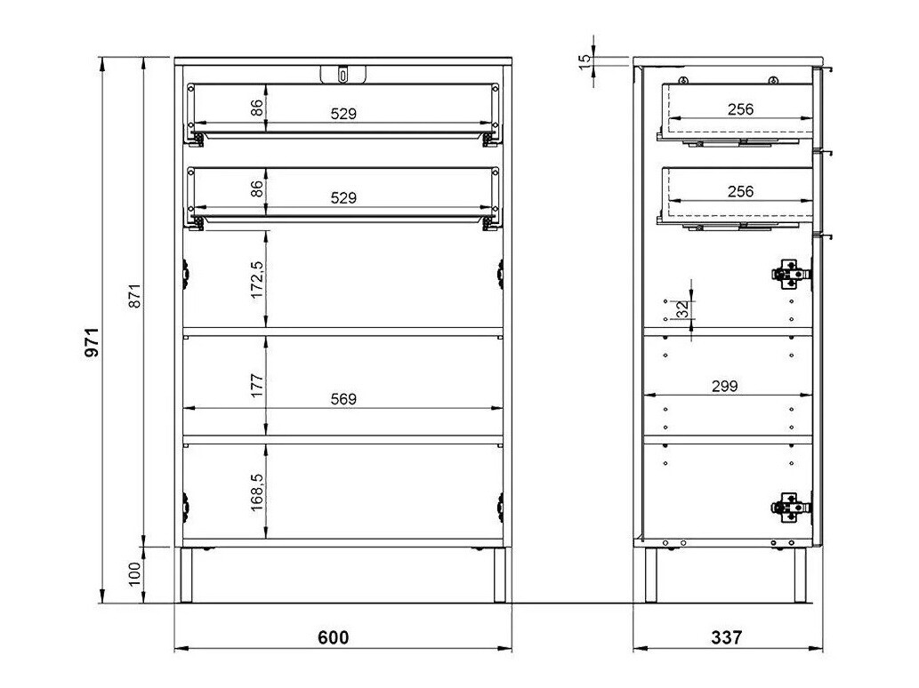 Armario de pie para baño Lomcamo 102 (Blanco brillante + Roble nieto)