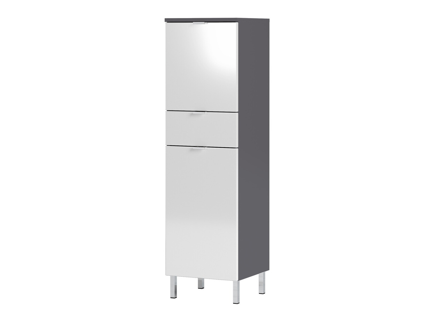 Armario de pie para baño Lomcamo 103 (Blanco brillante + Grafito)