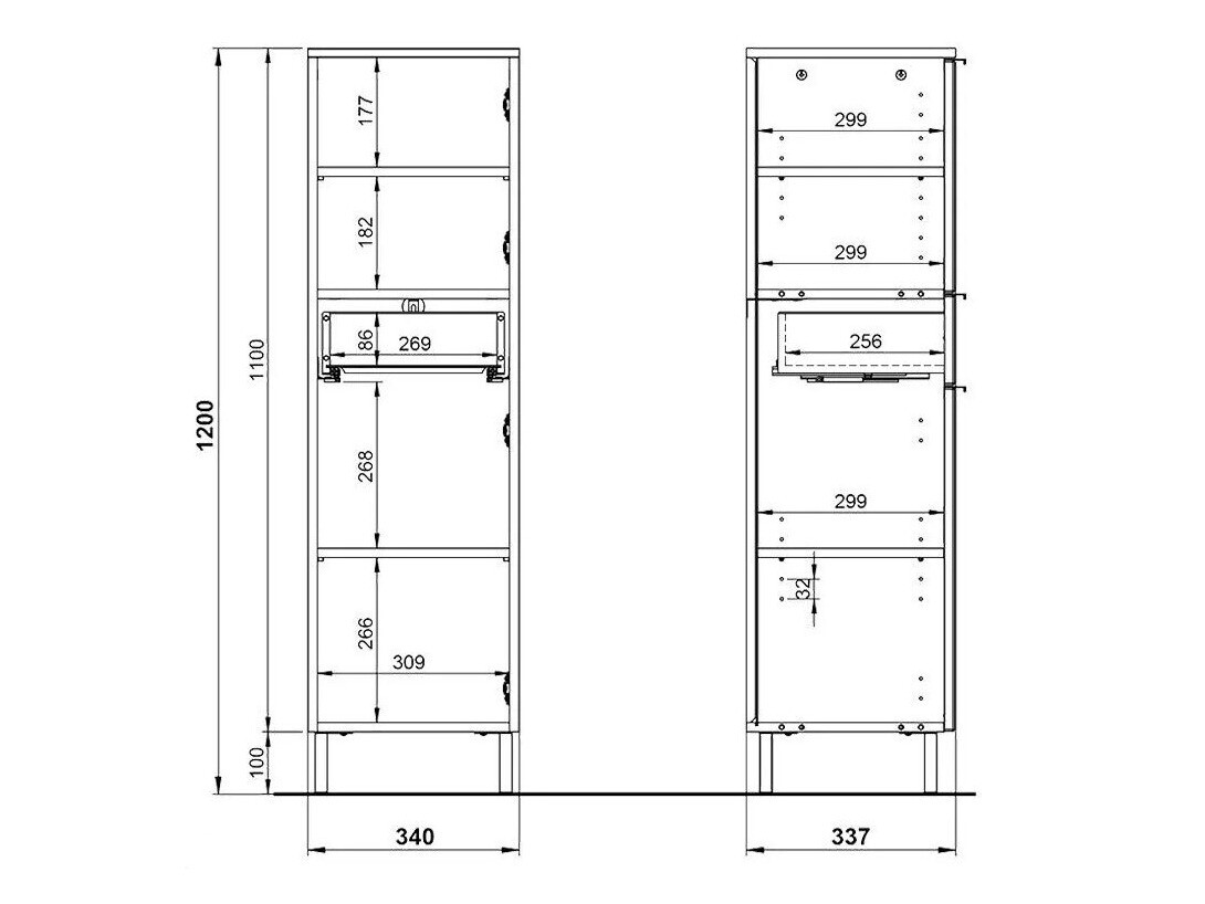 Armario de pie para baño Lomcamo 103 (Roble nieto + Grafito)