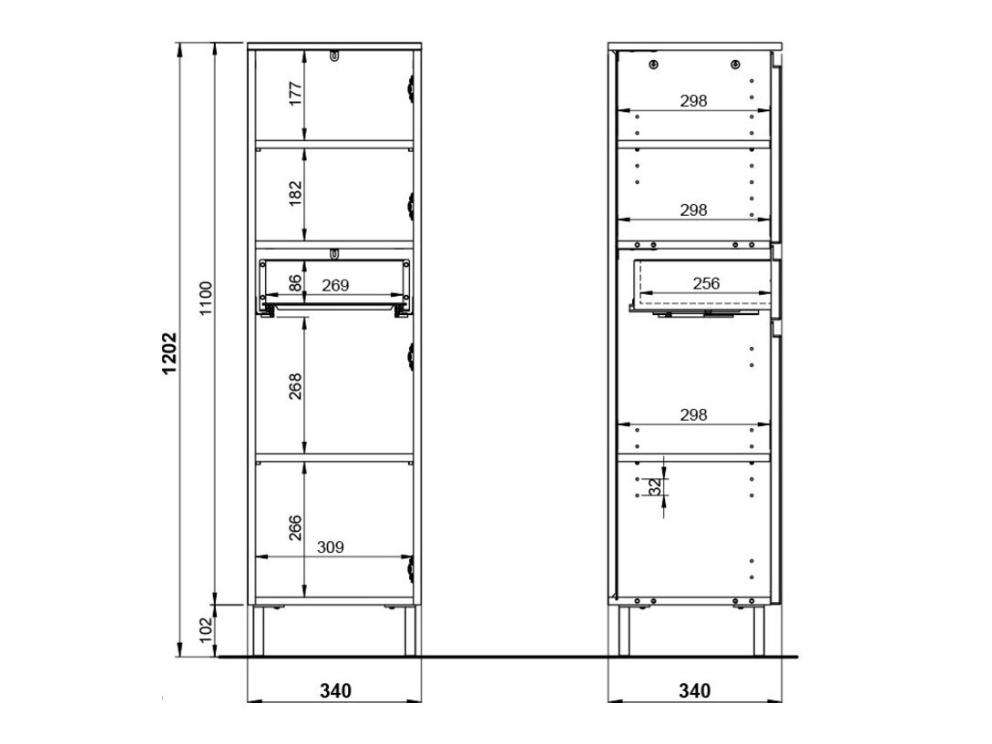Armario de pie para baño Talmira 101 (Grafito + Grande roble)