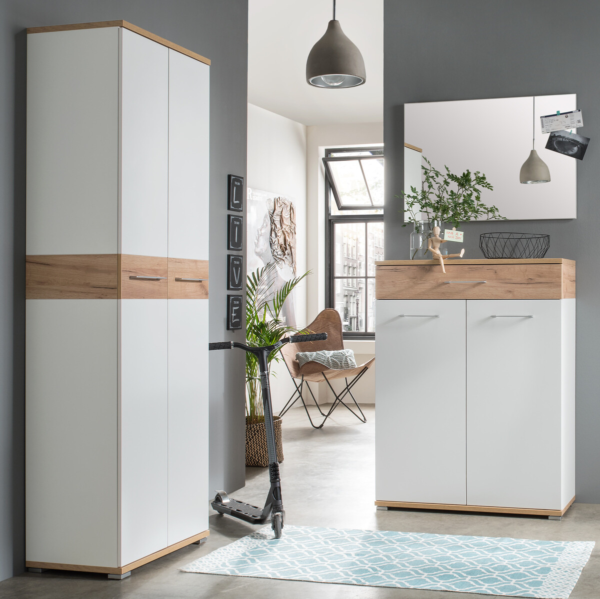 Armario Nuveno 104 (Blanco + Navarra roble)