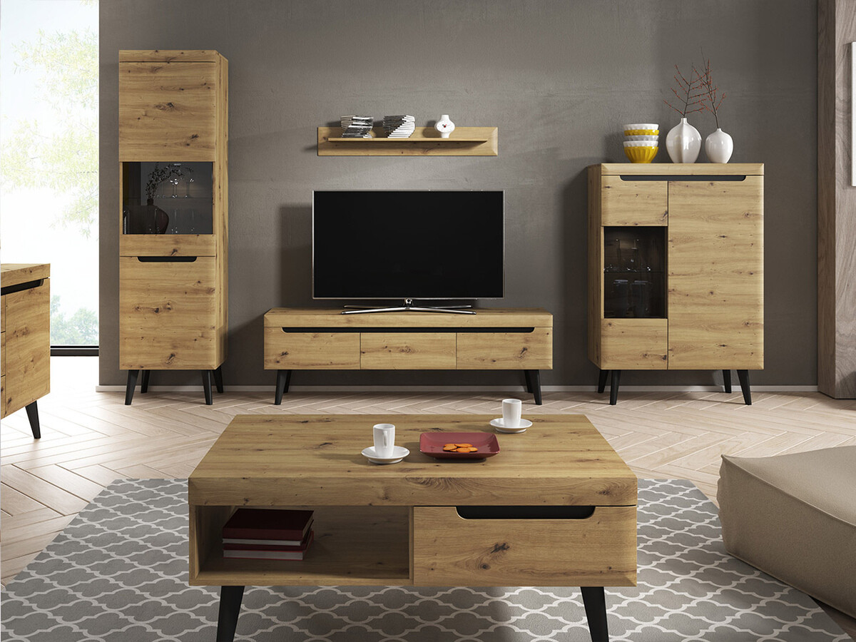 Estantería de pared Lima 135 (Roble Artisan + Grafito)