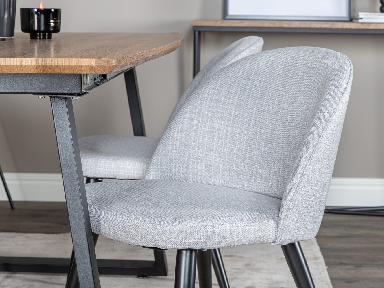 Conjunto de comedor Dallas 335 (Gris claro + Negro)