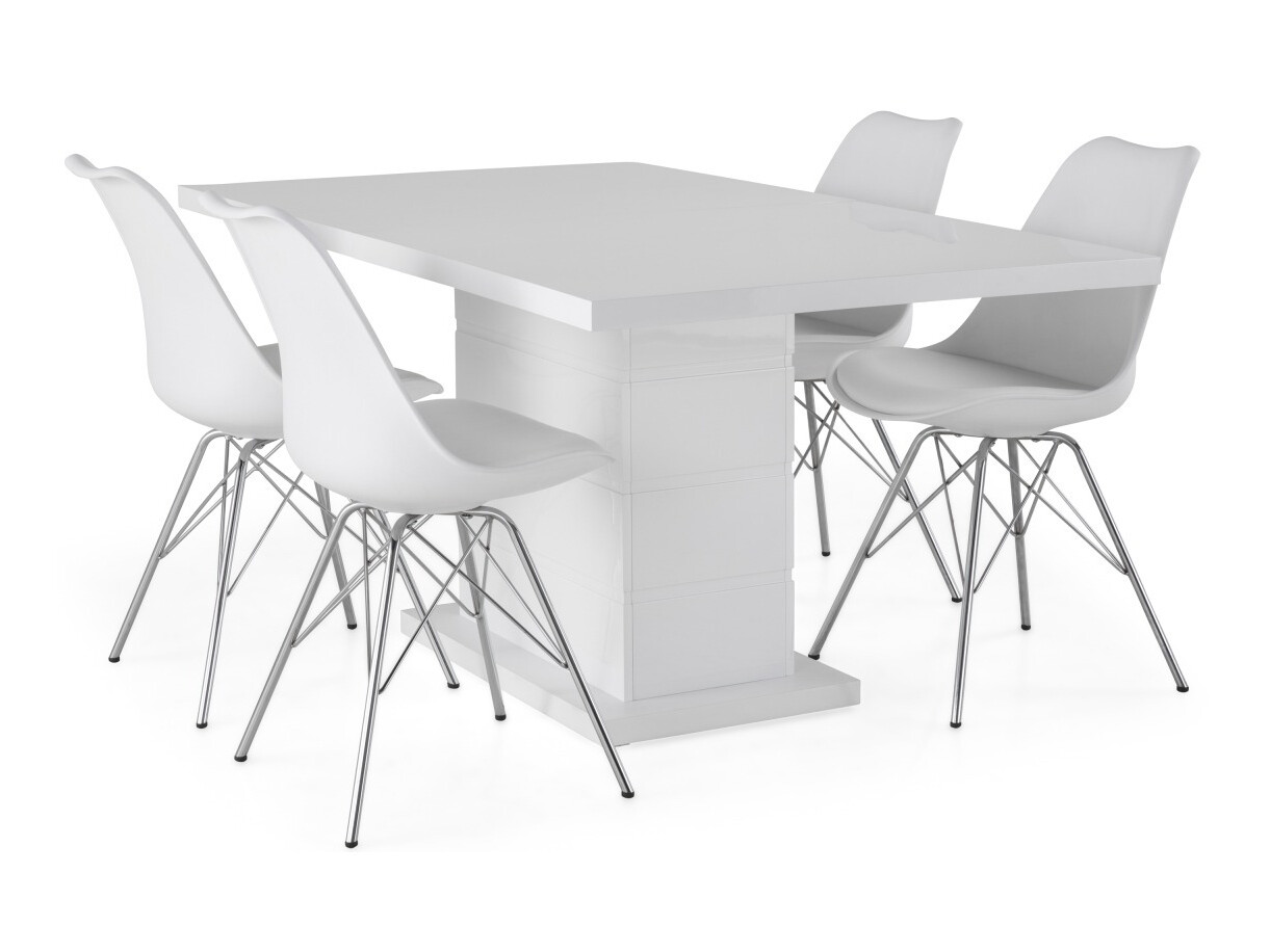 Conjunto de comedor Scandinavian Choice 609 (Blanco + Plata)