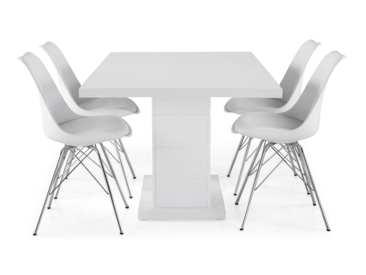 Conjunto de comedor Scandinavian Choice 609 (Blanco + Plata)