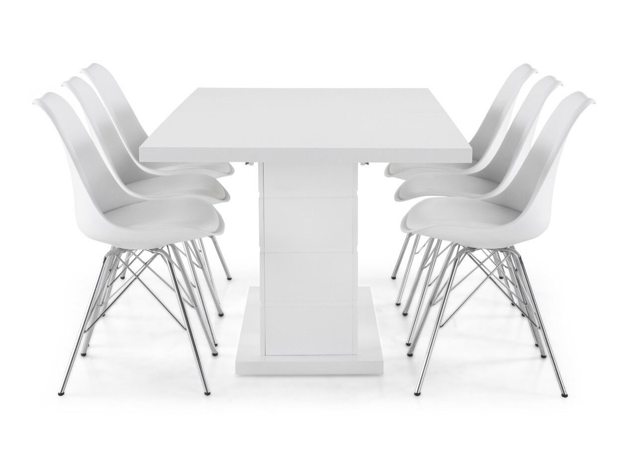 Conjunto de comedor Scandinavian Choice 625 (Blanco + Plata)