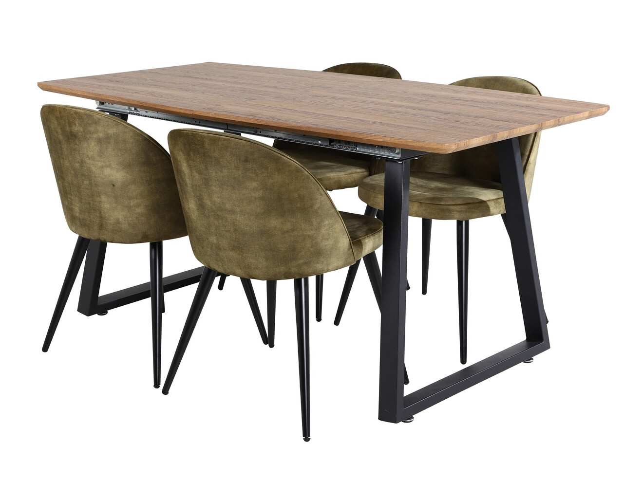 Conjunto de mesas y sillas para comedor Dallas 335 (Verde polvoriento + Negro)