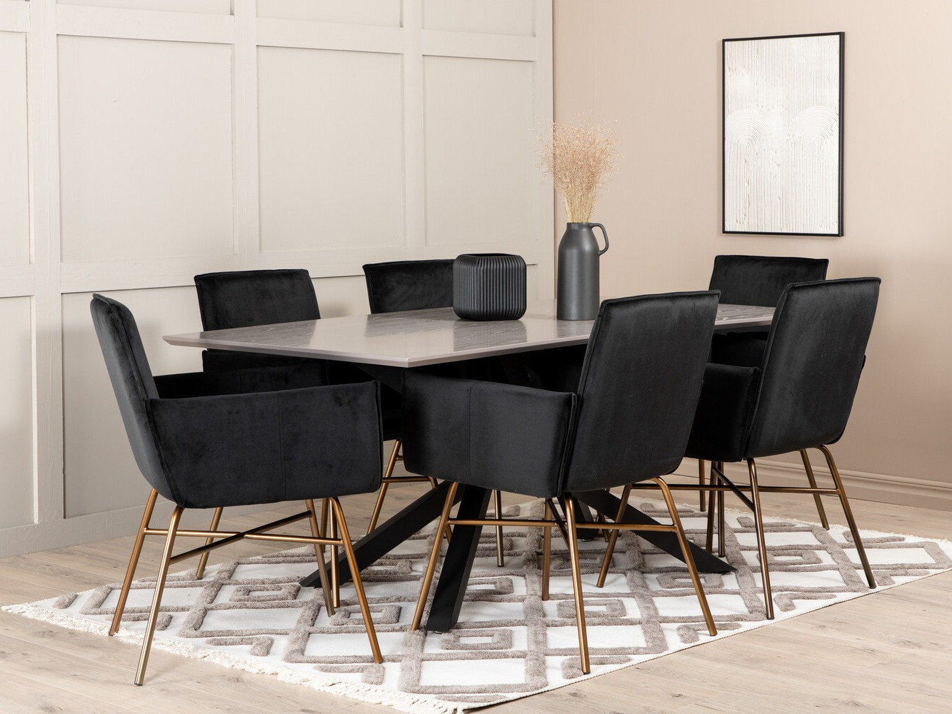 Conjunto de comedor Dallas 2701 (Negro + Cobre)