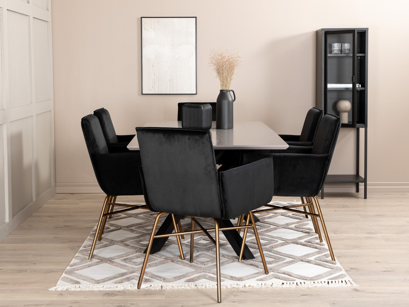 Conjunto de mesas y sillas para comedor Dallas 2701 (Negro + Cobre)