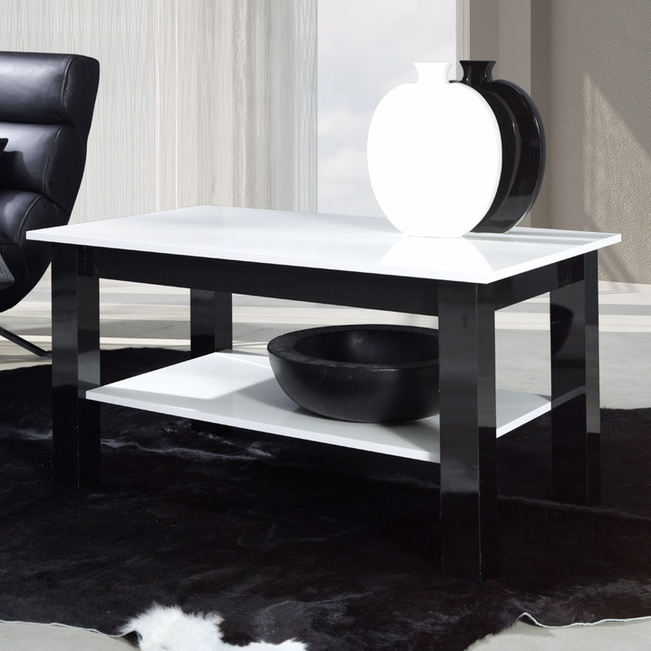 Mesa de centro Murrieta 114 (Blanco brillante + Negro brillante)