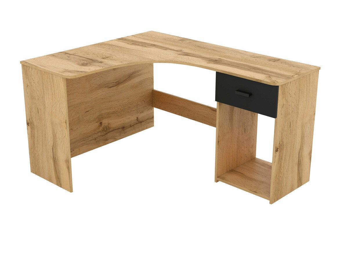 Mesa de ordenador esquinera Austin 303 (Roble wotan + Negro)