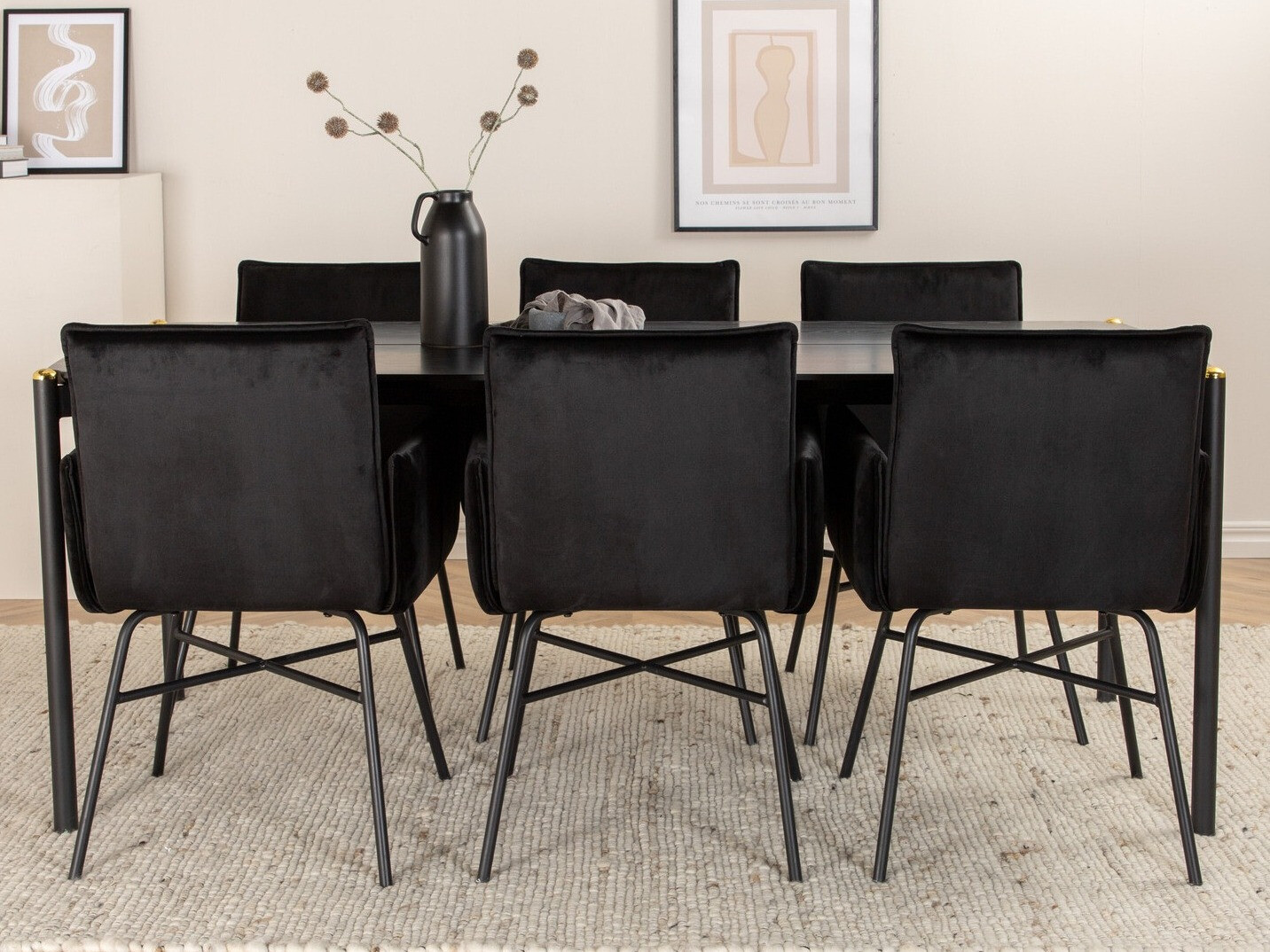 Conjunto de mesas y sillas para comedor Dallas 5034 (Negro)