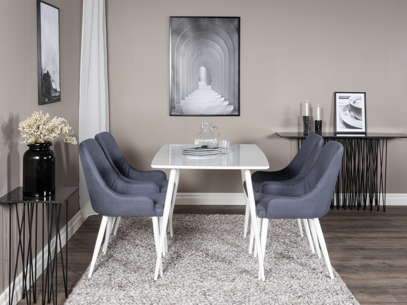 Conjunto de comedor Dallas 1895 (Blanco + Azul)