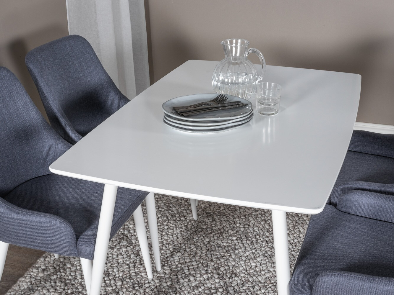 Conjunto de comedor Dallas 1895 (Blanco + Azul)