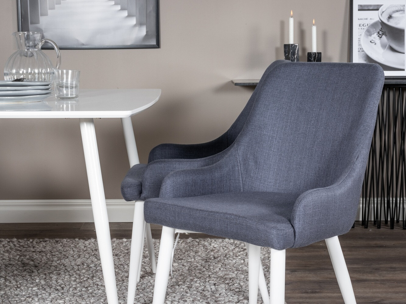 Conjunto de comedor Dallas 1895 (Blanco + Azul)