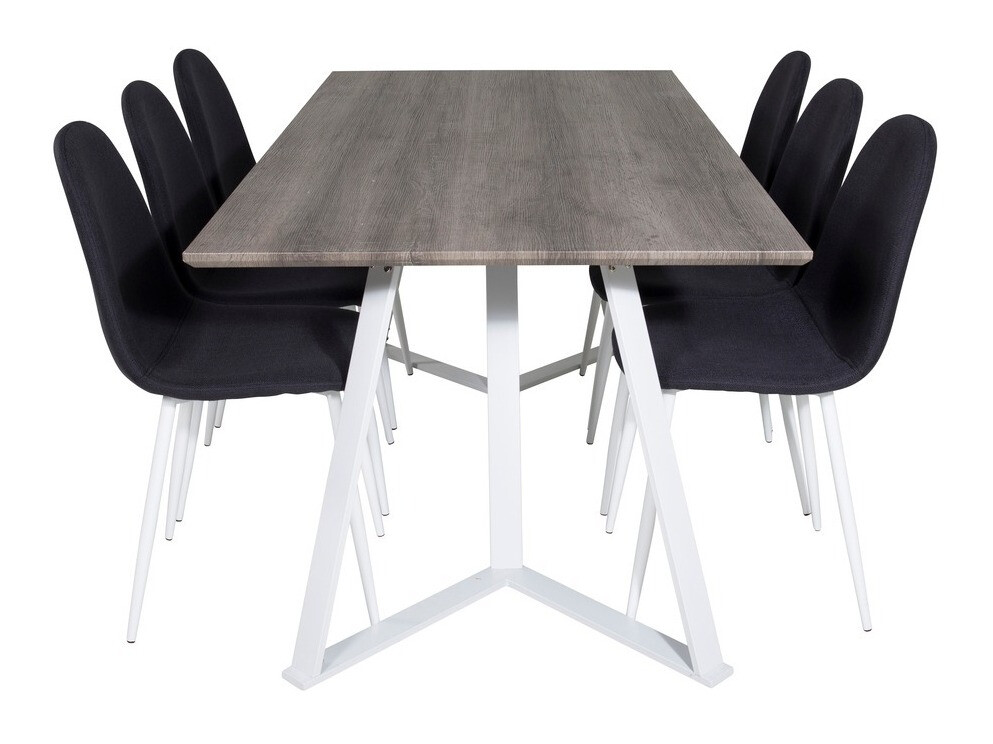 Conjunto de mesas y sillas para comedor Dallas 1804 (Blanco + Negro)