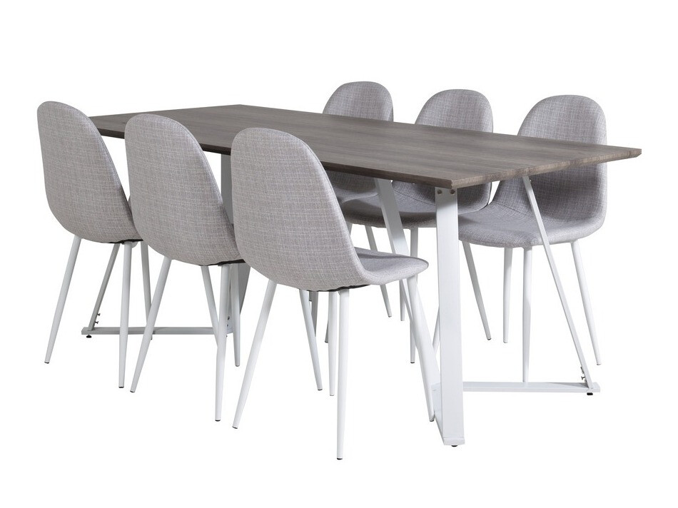 Conjunto de mesas y sillas para comedor Dallas 1804 (Gris claro + Blanco)