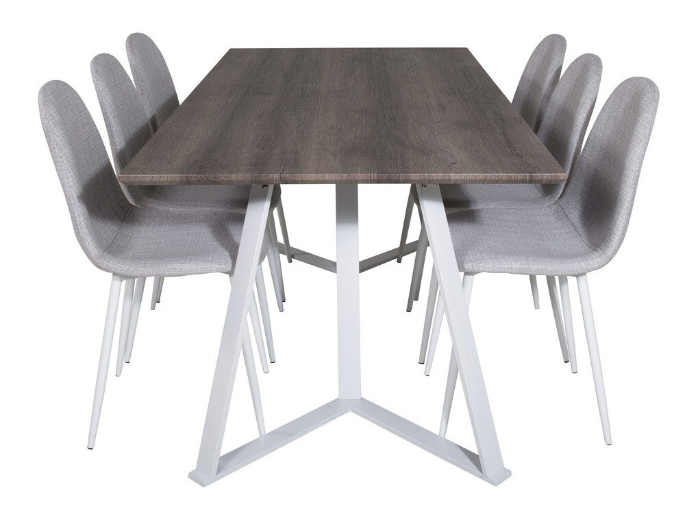Conjunto de mesas y sillas para comedor Dallas 1804 (Gris claro + Blanco)