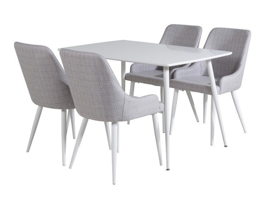Conjunto de mesas y sillas para comedor Dallas 1895 (Blanco + Gris claro)