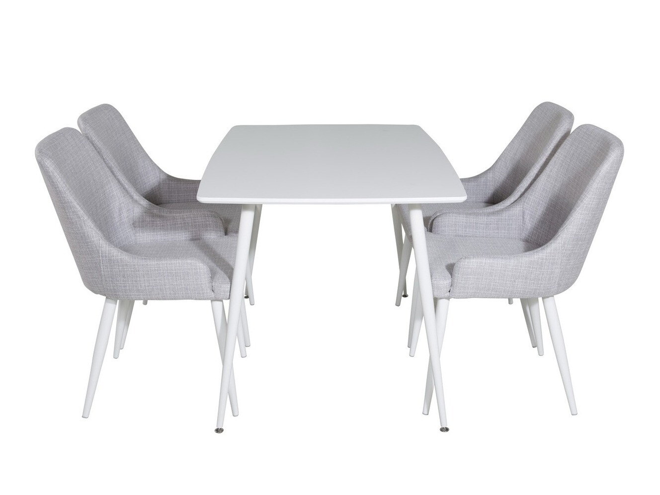 Conjunto de mesas y sillas para comedor Dallas 1895 (Blanco + Gris claro)