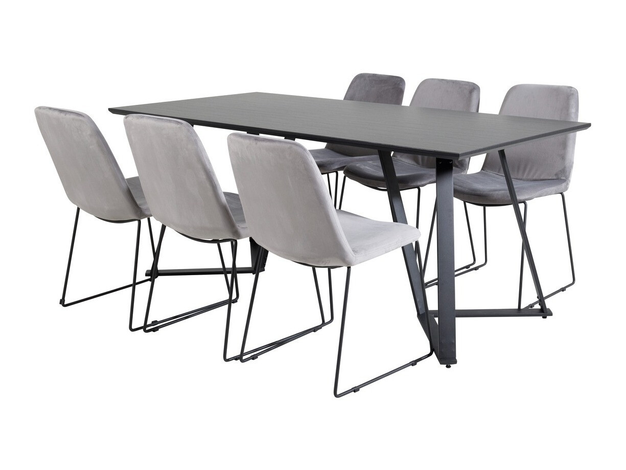 Conjunto de mesas y sillas para comedor Dallas 1972 (Negro + Gris)