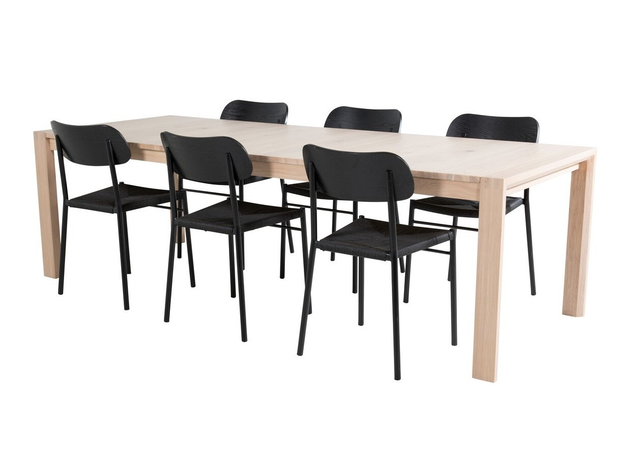 Conjunto de comedor Dallas 2021 (Negro + Luminoso madera)