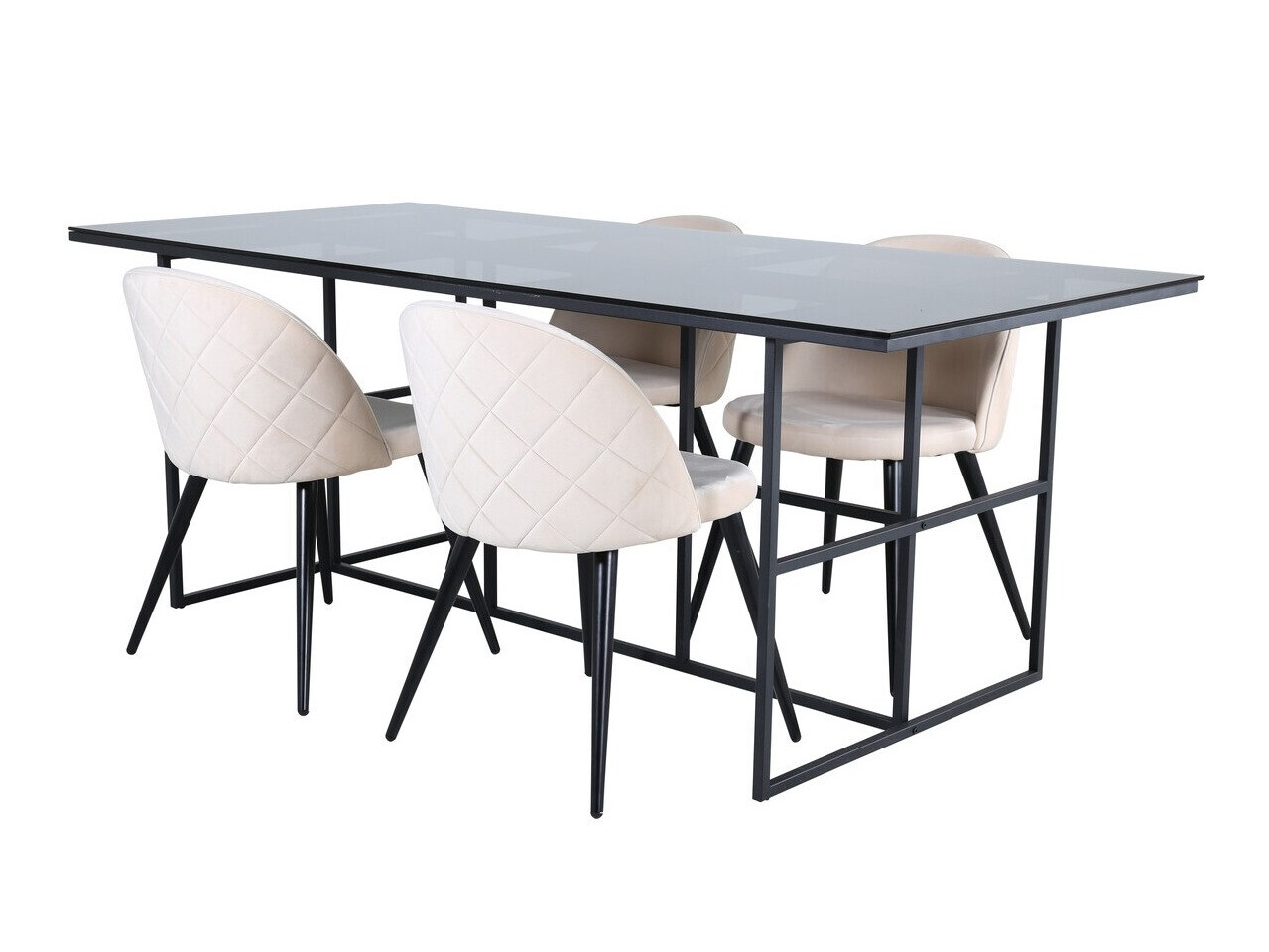 Conjunto de mesas y sillas para comedor Dallas 2633 (Beige + Negro)