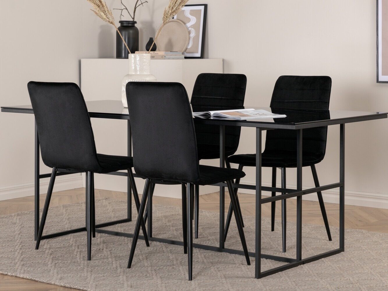 Conjunto de mesas y sillas para comedor Dallas 2642 (Negro)