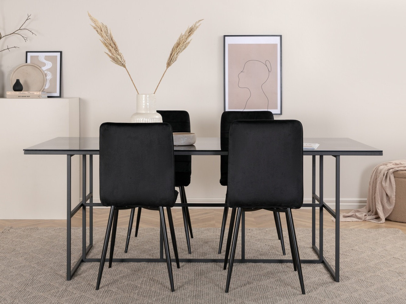 Conjunto de mesas y sillas para comedor Dallas 2642 (Negro)
