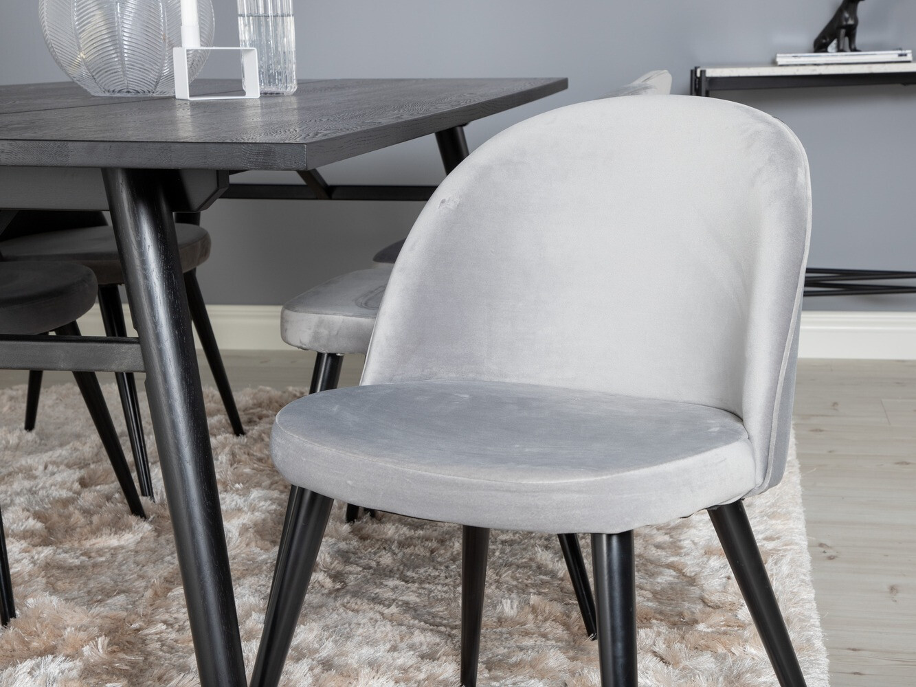 Conjunto de comedor Dallas 1676 (Gris + Negro)