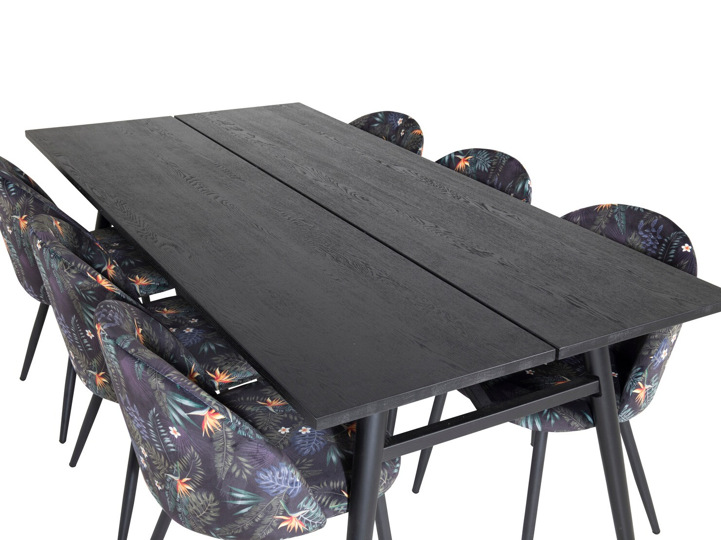 Conjunto de comedor Dallas 1676 (Patrón floral + Negro)