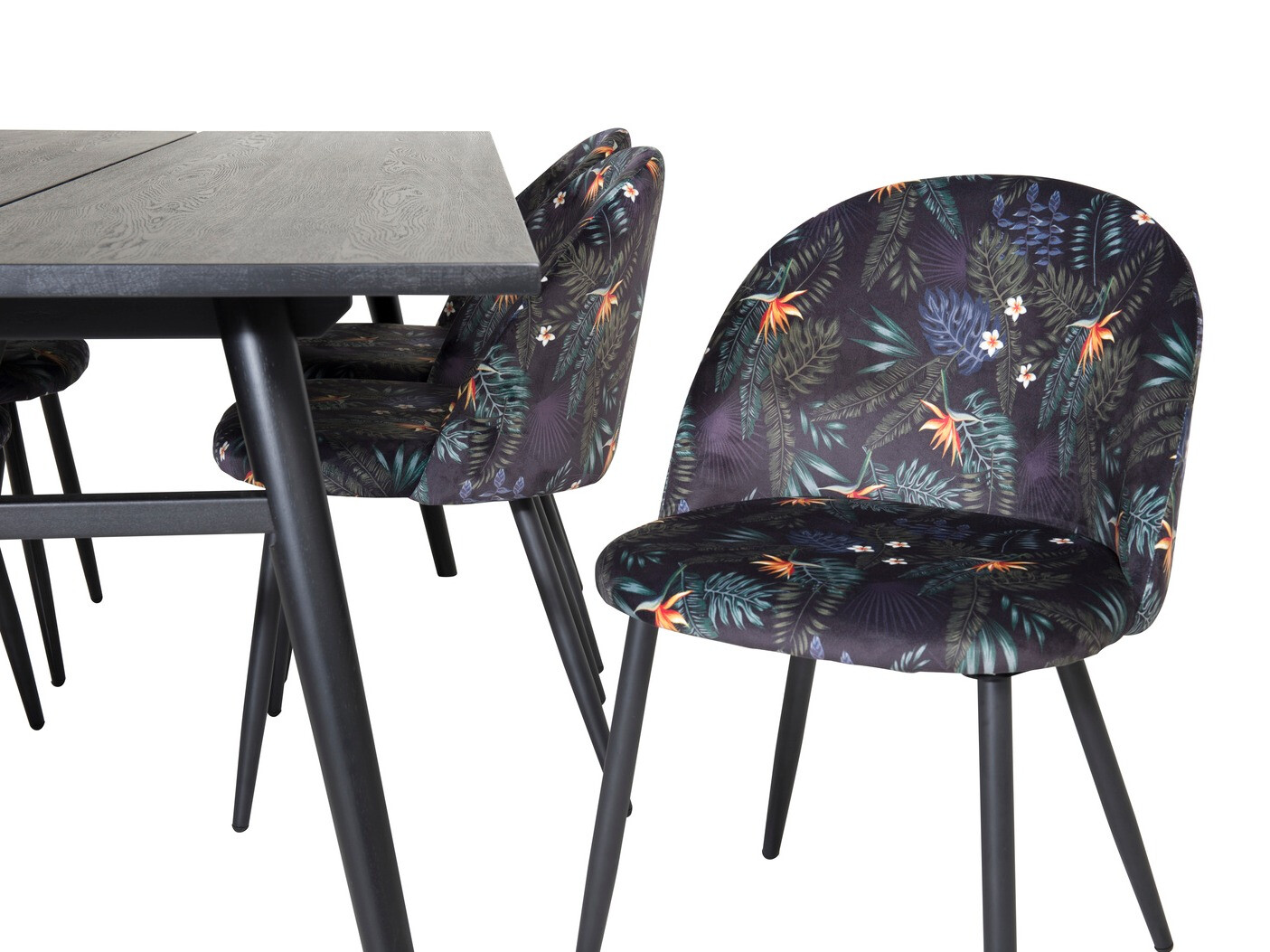Conjunto de comedor Dallas 1676 (Patrón floral + Negro)