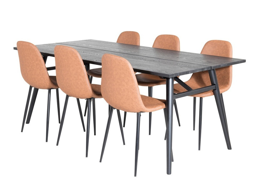 Conjunto de comedor Dallas 1681 (Marrón + Negro)