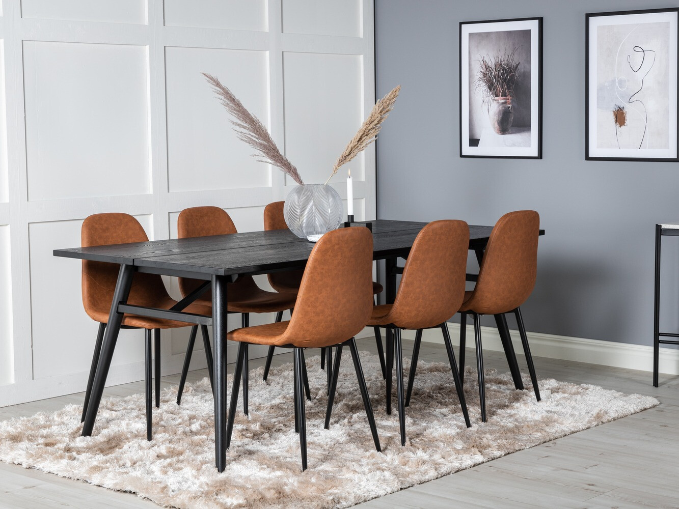 Conjunto de comedor Dallas 1681 (Marrón + Negro)