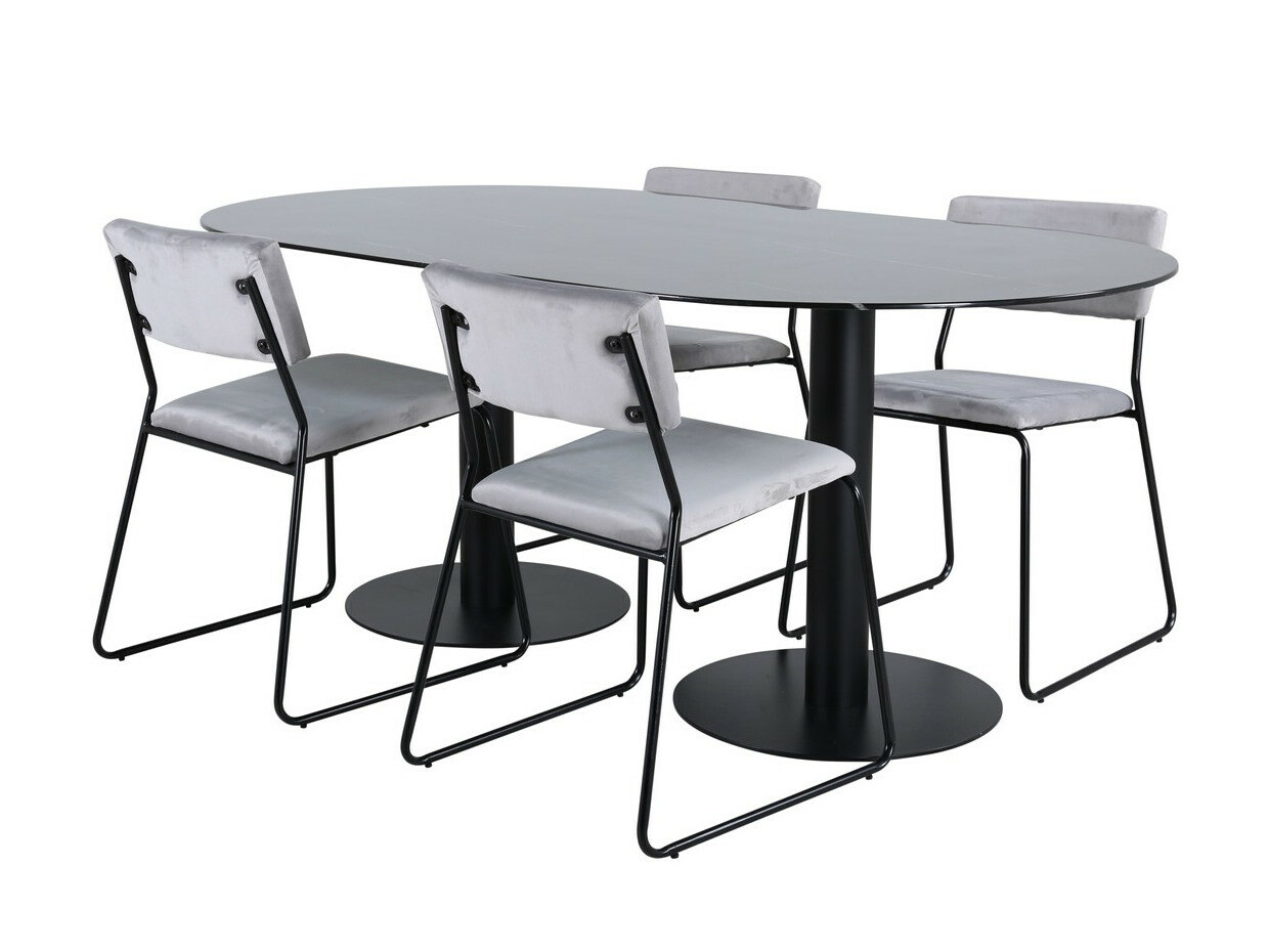 Conjunto de comedor Dallas 3056 (Gris + Negro)